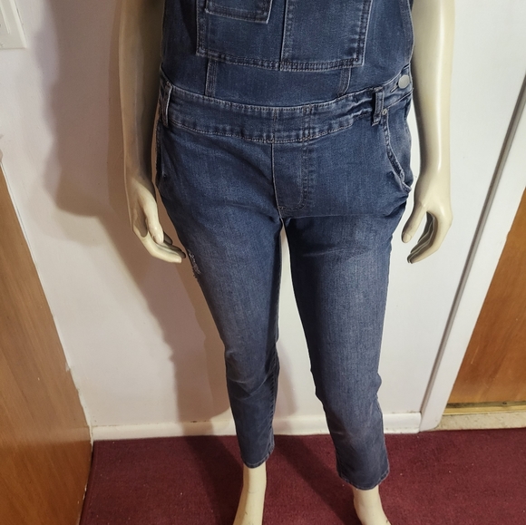 Free People Blue Jean Overalls Sz 27 - Picture 5 of 7